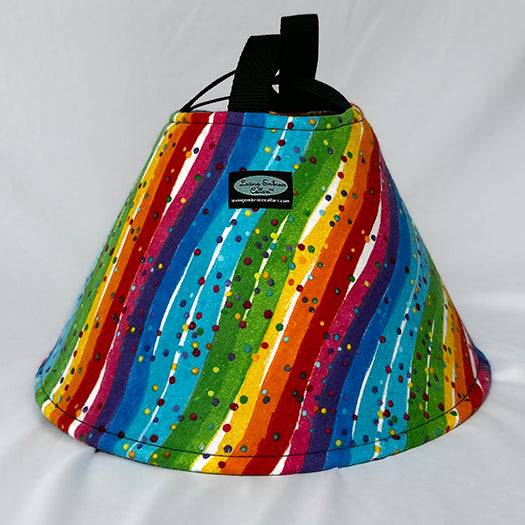 Soft cone elizabethan collar with rainbow fabric