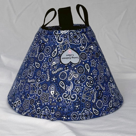 Soft Fabric Dog Cone | Blue Bandana