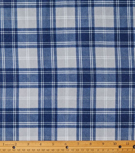 Blue and gray plaid flannel fabric for Elizabethan Collar