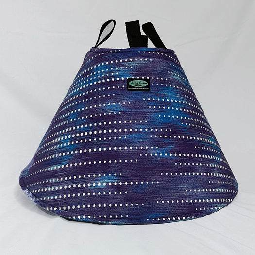 Soft Cone for Dogs with blue and purple fabric